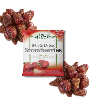 Fresh Elements Dried Strawberries 1.1oz Single Serving Pack - Preservative Free, Gluten Free, Non GMO - Healthy Travel Snack (6 Pack) - Buy Online on GoSupps.com