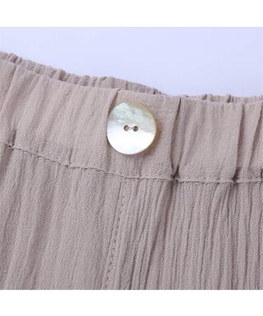 AYIYO Baby Linen Pants 2Pcs Set, Elastic Waist Harem Bloomers, 9-12 Months, Blue+Khaki - Buy Online on GoSupps.com