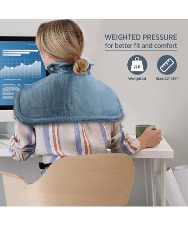 Fabludo 2lb Weighted Heating Pad for Neck and Shoulders - Pain Relief Gift for Women, Mom, Dad, Girlfriend - Large 22x16 Blue - Buy Online on GoSupps.com