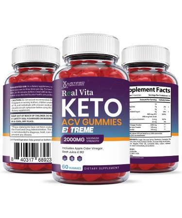 Real Vita Keto ACV Gummies Extreme Formula 2000MG with Pomegranate Juice, Beet Root & B12 - 60 Gummys - Buy Online on GoSupps.com