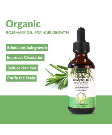 Organic Rosemary Oil for Hair Growth & Skin Care | 2.02 Fl Oz - Improve Scalp Health Minimize Gray Hair Fight Dandruff - International Shipping Available - Buy Online on GoSupps.com
