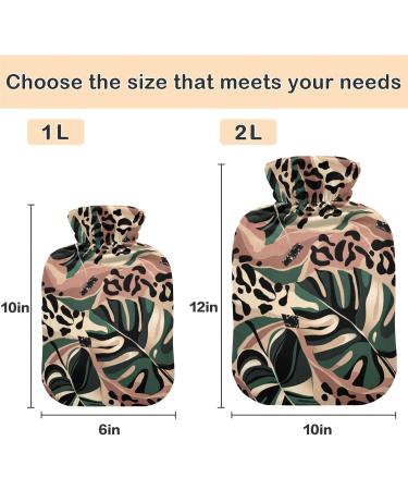 NAANLE Leopard Palm Leaves Hot Water Bottle 2L - Pain Relief & Heat Therapy for Menstrual Cramps - Buy Online on GoSupps.com