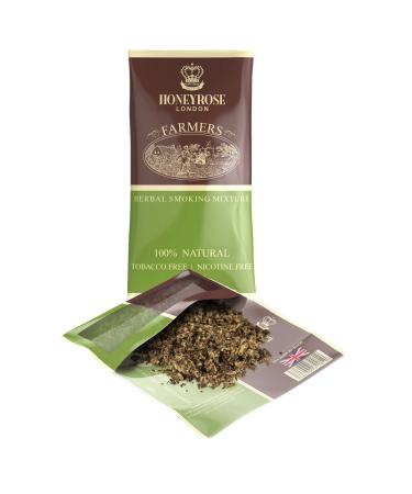 Honeyrose Farmers - Tobacco & Nicotine FREE Smoking Mixture 1 pouch/30gr/1oz Made in England