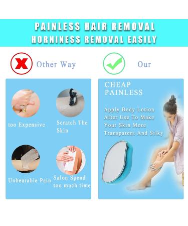 Crystal Hair Eraser - Painless Hair Remover for Men and Women | Fast Exfoliating Tool for Arms, Legs, Back, and Body - Blue - Buy Online on GoSupps.com