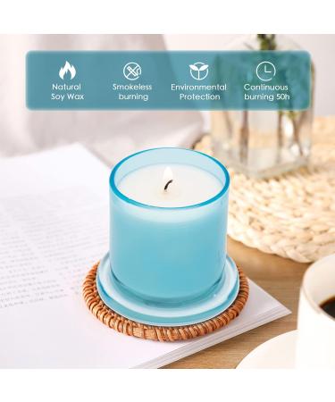 Luxury Sea Salt Scented Candles 9 oz Natural Soy Wax Aromatherapy Gifts for Women | 50 Hours Burn Time in Elegant Blue Jar - Buy Online on GoSupps.com
