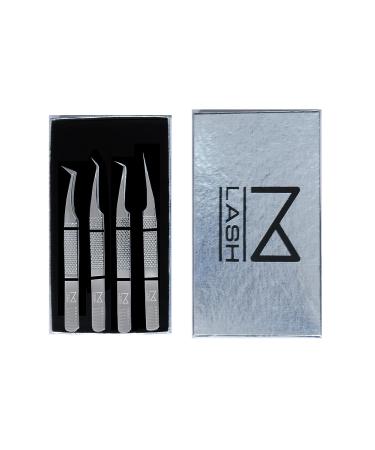 Japanese Stainless Steel M LASH V4 Eyelash Tweezers Set of 4 (Silver) - Volume Classic Hybrid Mega Volume | Lash Tool Supplies - Buy Online on GoSupps.com