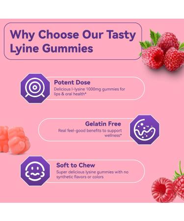L-Lysine 1000mg Gummies Chewable Lysine Supplement for Adults Lysine Gummies for Lip Health Immune Support- Vegan Gluten-Free Sugar-Free 60 Counts 60 Count (Pack of 1) - Buy Online on GoSupps.com