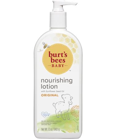 Burt's Bees Baby Lotion for Sensitive Skin, Nourishing Baby Care, Non-Irritating, Original Scent, 12 Ounce 12 Ounce (Pack of 1)