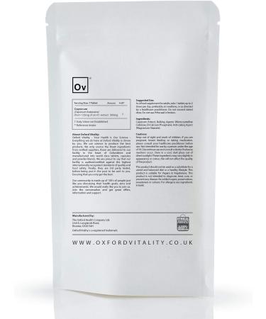 High Strength Capsicum Tablets 500mg | Vegan | Natural Extract | UK Manufactured | Oxford Vitality - Buy Online on GoSupps.com