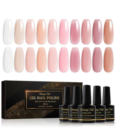 Shining She Jelly Gel Nail Polish 10 Color White Nude Pink Sheer Nail Polish Kit Transparent Nail Polish Soak-Off UV/LED Nail Polish Gel Gift for Nail Art Salon DIY Home 8ML - Buy Online on GoSupps.com