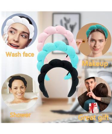 Spa Headband for Women Sponge Terry Towel Cloth Fabric Head Band Puffy Makeup Headband for Skincare Face Washing Makeup Removal Shower Facial Mask (Pink) - Buy Online on GoSupps.com