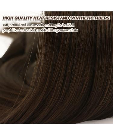BARSDAR 76cm Braided Ponytail Extension - Natural Soft Synthetic Hair for Women - Dark Brown/Auburn - 1 Pack - Buy Online on GoSupps.com