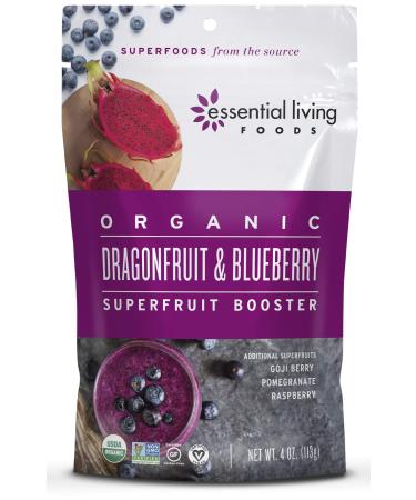 Essential Living Foods Organic Dragonfruit and Blueberry Superfruit Booster Mix Resealable Bag, 4 Ounce