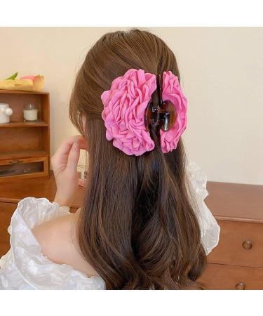 Big Flower Hair Claws Women's Vintage Headwear Big Rose Flower Hair Bow Barrettes Ponytail Holder Hair Accessories for Girls Rose Red - Buy Online on GoSupps.com