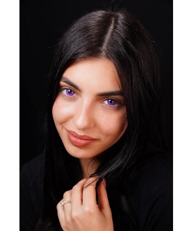 Buy Violet Colored Contact Lenses | Crazy Annual Soft Lenses for Halloween Carnival & Anime - 2 Pieces + Containers - Buy Online on GoSupps.com