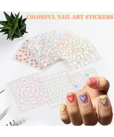 Fychuo 30Pcs Self-Adhesive Nail Stickers - Colorful Flower Gel Decals for DIY Nail Art - Butterfly Decoration for Women - Buy Online on GoSupps.com