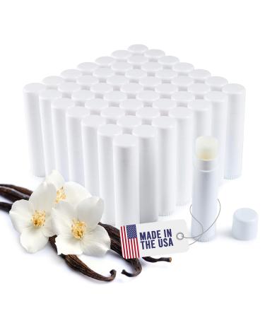 Lip Balm Bulk Unlabeled - Made in USA Bulk- Natural Ingredients Vitamin E Shea Butter - Custom Bulk For Party & Wedding Favors (50 Count Vanilla) Vanilla 50 Count (Pack of 1)
