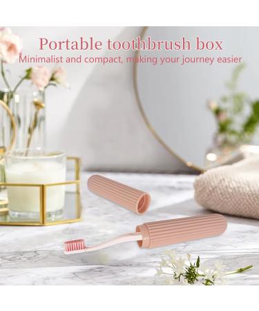 4 Pieces Toothbrush Case Set - Portable Storage Cover for Family & Travel - Plastic Toothbrush Etui in Pink & Green - Buy Online on GoSupps.com