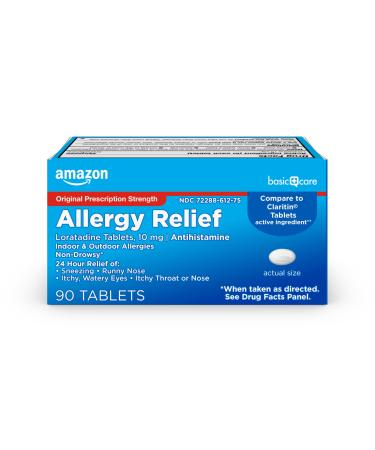 Amazon Basic Care Loratadine Tablets 10 mg Antihistamine Medicine for 24 Hour Allergy Relief 90 Count Tablets 90 Count