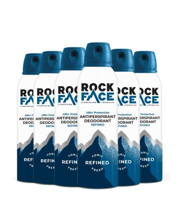 Rock Face Refined Antiperspirant Deodorant Multipack of 6 200ml | Sandalwood & Cedar Scent | Fast Absorbing | Non-Staining | 48 Hour Protection (Packing May Vary) Refined 1 count (Pack of 6)