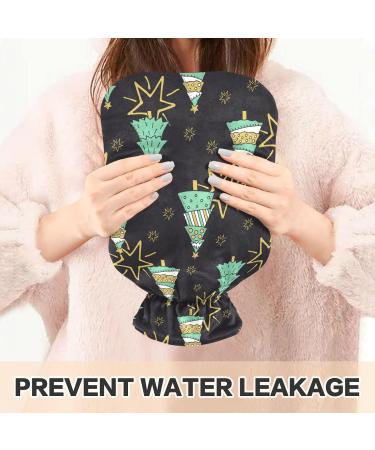 Christmas Trees Hot Water Bottle | 2 Litre Comfort for Pain Relief & Heat Therapy - Black Background - Buy Online on GoSupps.com