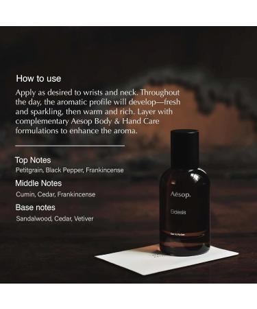 Aesop Eidesis Eau De Parfume | Woody Spicy and Ambery Scent with Black Pepper Frankincense and Sandalwood | 1.69 oz - Buy Online on GoSupps.com