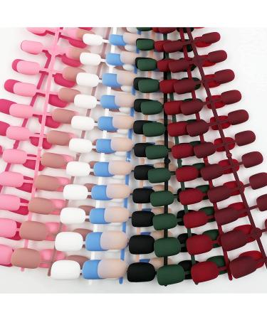 240pc Kids Short Square Matte Press on Nails 10 Colors Colored Artificial Fingernails for Women, Girls, Kids - Manicure Design Decor (Short Round) - Buy Online on GoSupps.com
