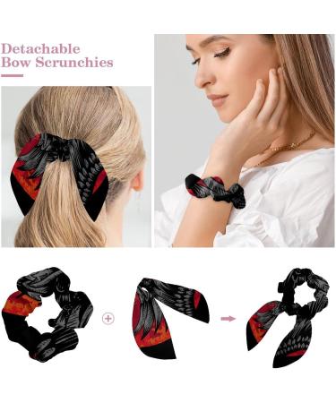 6 Pieces Hair Scrunchies Bow knot Scrunchy Scarf Scrunchies Ponytail Holder Ties Bands Accessories for Women Hummingbird Red Flower Green Leaves Multi-colored 06 - Buy Online on GoSupps.com