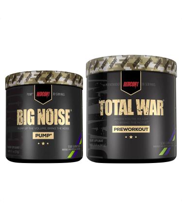 REDCON1 Total War Preworkout (Sour Gummy Bear) & Big Noise Non-Stim Preworkout Powder (Sour Gummy Bear) Stack - Pre Workout Duo for Energy Focus & Endurance - Keto (2 Products 30 Servings Each)