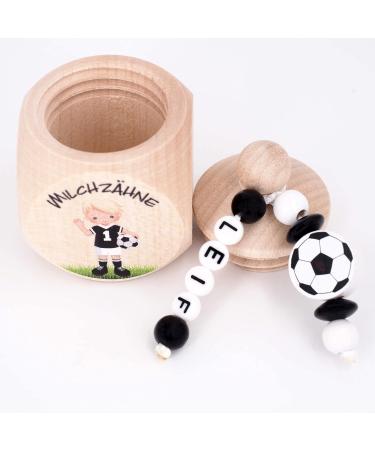Personalized Footballer Milk Tooth Box | Soccer Player Blonde | Custom Wooden Gift for Birthdays & Daycare - Perfect for Tooth Fairy - Buy Online on GoSupps.com
