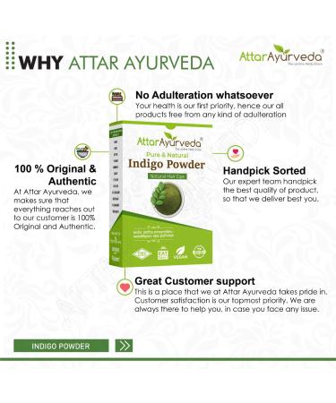 Attar Ayurveda Indigo Powder for Hair Repair | 200GM | Ammonia & Sulphate Free | Deep Hydration for Black Hair - Buy Online on GoSupps.com