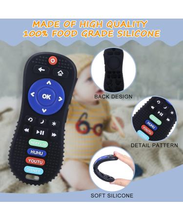 2 Pack Silicone Baby Teething Toys | TV Remote Control Shape | Teether Clips | for Babies 6-24 Months | Boys Girls Teething Toy Gifts (Black+Grey) - Buy Online on GoSupps.com