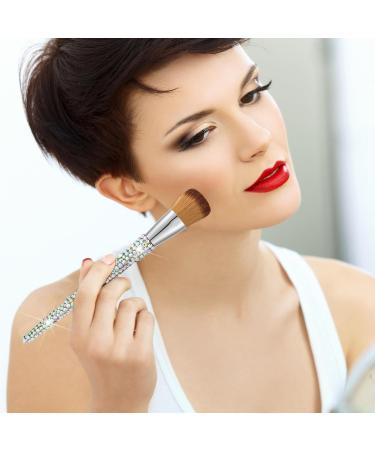13 Pieces Rhinestone Makeup Brushes Set - Bling Crystal Professional Face & Eye Cosmetics Tools with Holder | Perfect for Liquid Foundation Powder & Concealer (Silver Yellow - Buy Online on GoSupps.com