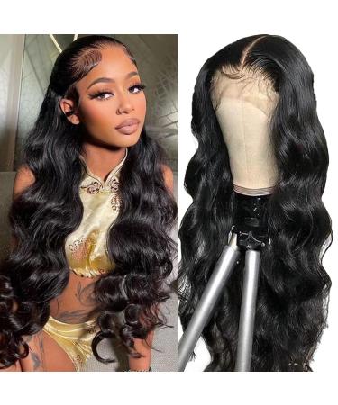 FASCARA Body Wave Lace Front Wigs Human Hair 18 Inch 13x4 HD Transparent Lace Frontal Wig Pre Plucked with Baby Hair 180% Density Brazilian Wigs for Black Women Natural Color 18 Inch Natural Color