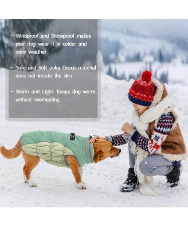 Kuoser Warmth Dog Coat - Windproof & Reflective Jacket for Small & Large Dogs | Zippered Winter Pet Coat in Green - Buy Online on GoSupps.com