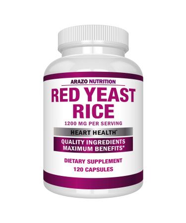 Red Yeast Rice Extract 1200mg  Citrinin Free Supplement  Vegetarian 120 Capsules - Arazo Nutrition
