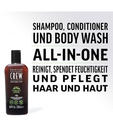 American Crew 3-in-1 Tea Tree Shampoo Conditioner & Body Wash - Daily Care for Men's Hair & Body 100ml - Buy Online on GoSupps.com
