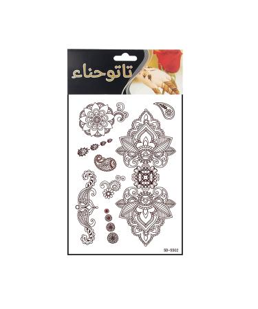 Adecco LLC 6 Sheets Flower Temporary Henna Tattoos - Fashion Flash Women Waterproof Red Ink Body Art Stickers - Buy Online on GoSupps.com