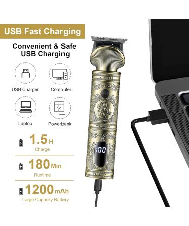 Bestauty 6 in 1 Beard Trimmer Kit for Men - Professional Hair Clipper with T-Blade, Cordless & Rechargeable - Ideal for Nose, Body & Facial Grooming - LED Display & Zero Gapped Design - Golden - Buy Online on GoSupps.com