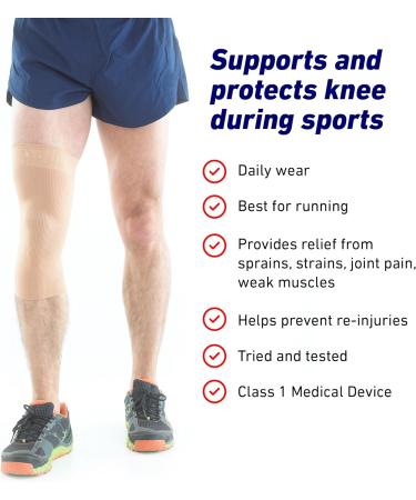 Neo-G Small Knee Support Compression Sleeve - Ideal for Running, Sports & Daily Wear - Breathable Multi Zone Design for Sprains, Strains, Joint Pain & Weak Muscles - Size S (30-34cm) - Beige - Buy Online on GoSupps.com