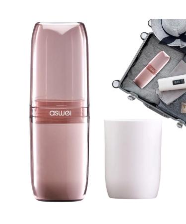 Luckxing travel toothbrush holder |Toothbrush case for on the go-toothbrush organizer camping toothbrush holder school toothbrush case. Clear powder color