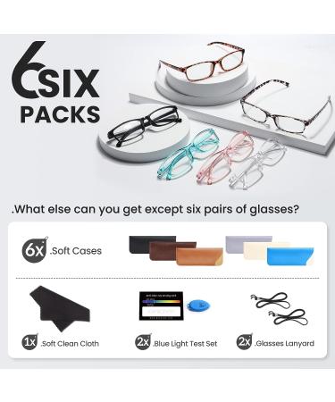 Gaoye 6 Pack Blue Light Blocking Reading Glasses for Women Men - Magnifying Anti UV Eyeglasses with Leather Case (0.0X) - 6 Color Options - Buy Online on GoSupps.com