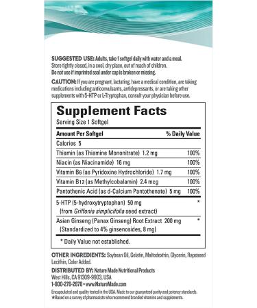 Nature Made Wellblends Positive Mood & Energy Softgels - 5HTP, B Vitamins, Ginseng - Buy Online on GoSupps.com