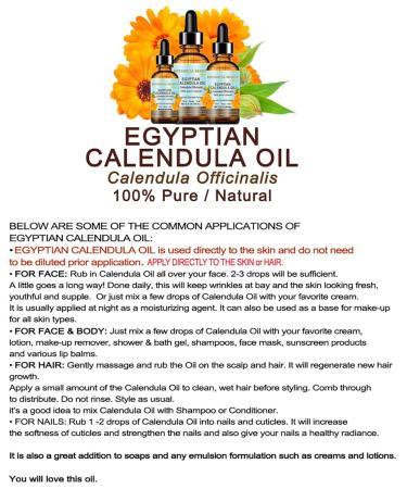 Buy Pure Egyptian Calendula Oil | Natural Moisturizer for Face Skin Hair & Nails | Botanical Beauty 1 Fl Oz (30 ml - Buy Online on GoSupps.com
