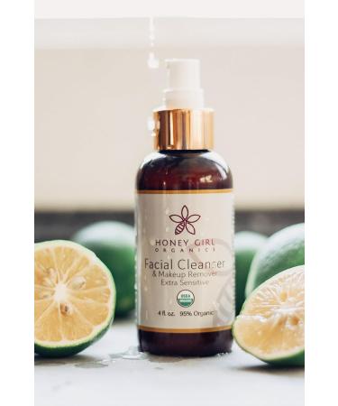 Honey Girl Organics USDA Certified Organic Facial Cleanser and Makeup Remover Extra Sensitive w/Beeswax. Naturally contains Pollen Propolis Royal Jelly. 4 Fl Oz - Buy Online on GoSupps.com