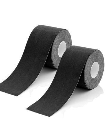 kuou Black Kinesiology Tape 2 Rolls 5cm x 5m Sports Tape Elastic Muscle Support Tape for Exercise Sports & Injury Recovery