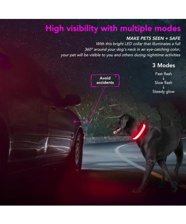 Koskill Luminous LED Dog Collar - Waterproof Adjustable & Super Bright for Medium to Large Dogs - USB Rechargeable & Stylish Design - Buy Online on GoSupps.com