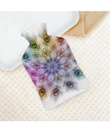 Peacock Feathers Hot Water Bottle - Colorful Rubber Pain Relief Bag for Cramps & Foot Warmer - Hot & Cold Therapy - Buy Online on GoSupps.com