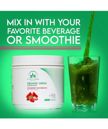 Organic Green Superfood Powder - Strawberry Watermelon Flavor for Detox & Energy Boost (30 Servings) - Buy Online on GoSupps.com