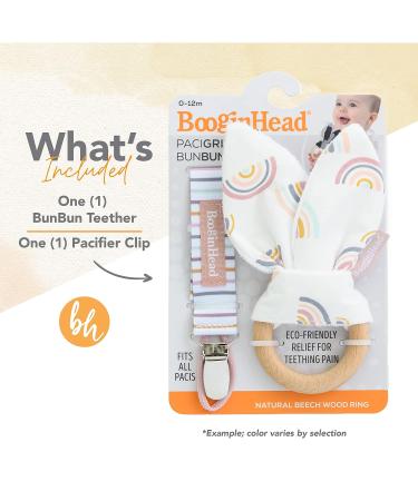 BooginHead Pacifier Clip & Natural Wood Baby Teether - Blue Feather | Eco-Friendly Infant Teething Toy - Buy Online on GoSupps.com